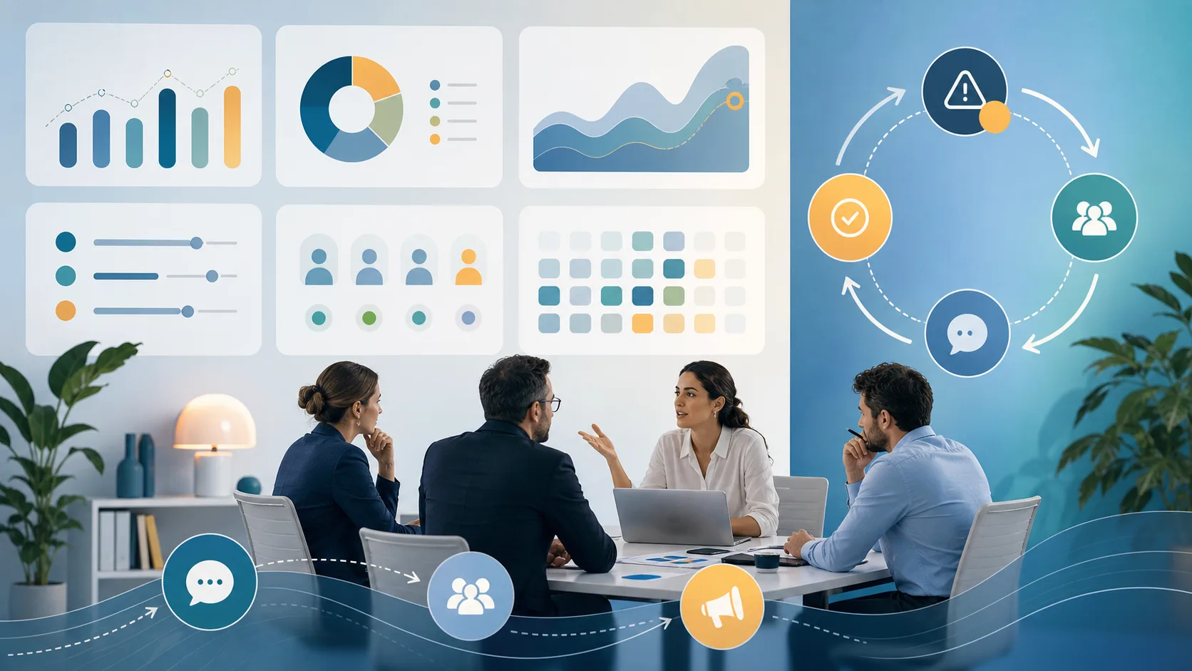 Panel visual para medir claridad, respuesta y ajuste de la comunicación interna
