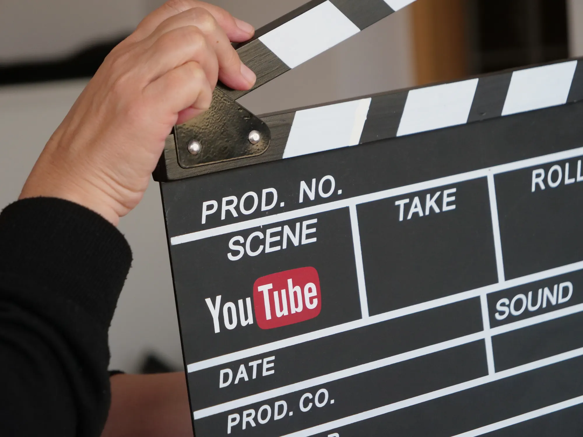 Claqueta de rodaje de un vídeo para YouTube